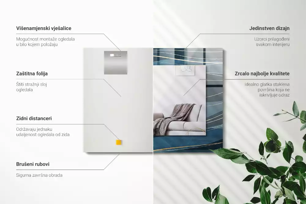 Négyszögletes tükör fali dísz Absztrakt vonalak