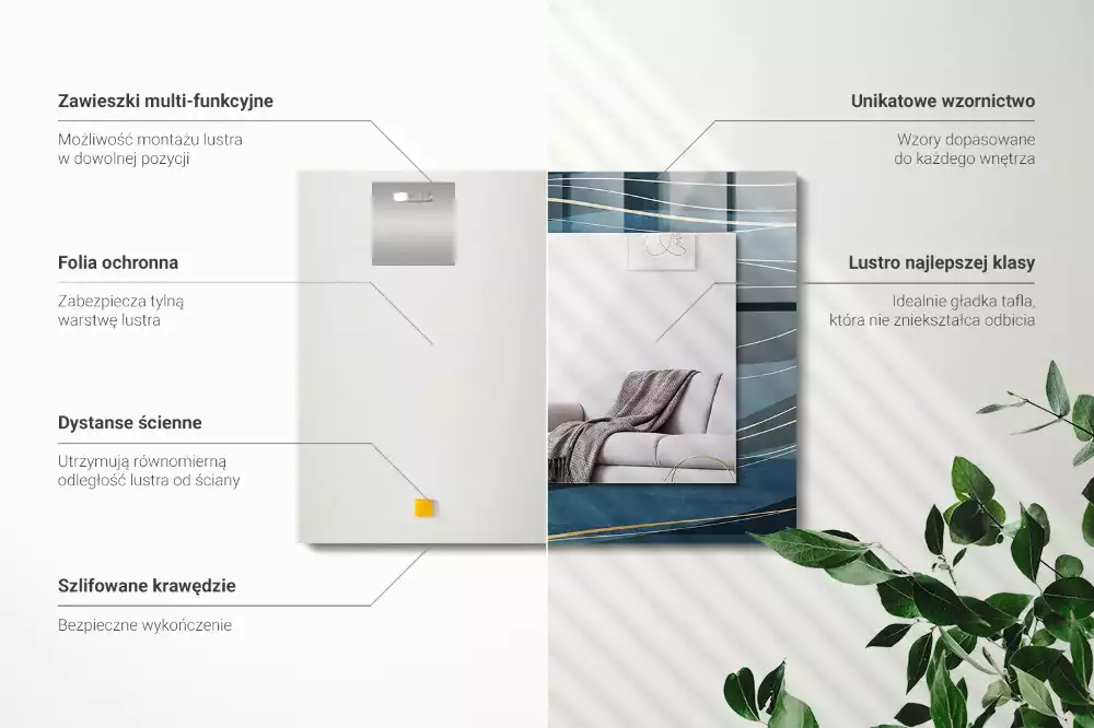 Négyszögletes tükör fali dísz Absztrakt vonalak