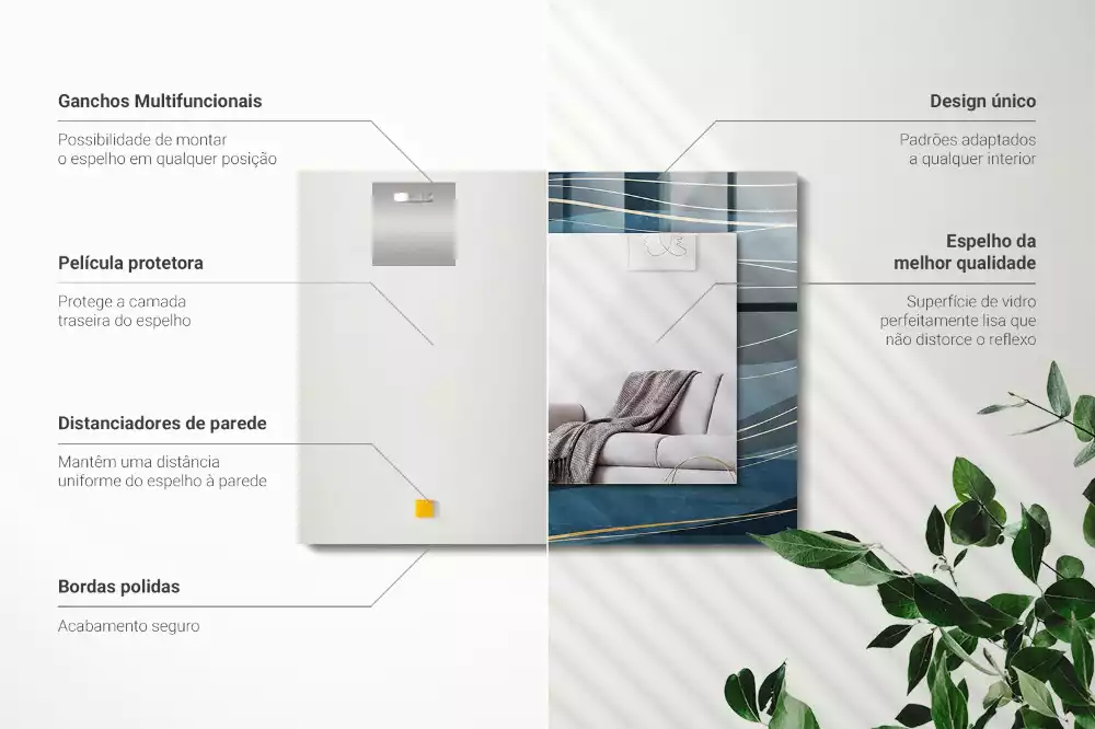 Négyszögletes tükör fali dísz Absztrakt vonalak