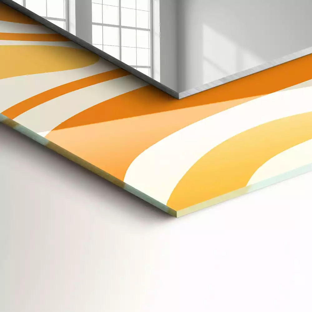 Négyszögletes tükör fali dísz Absztrakt narancssárga minták