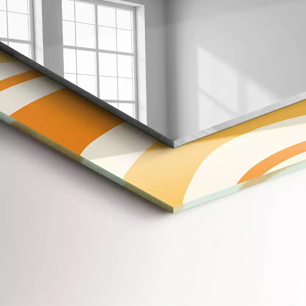 Négyszögletes tükör fali dísz Absztrakt narancssárga minták