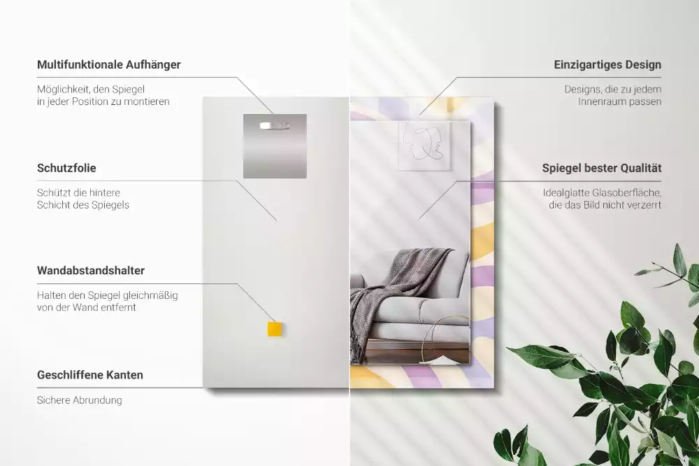 Négyszögletes tükör fali dísz Absztrakt színes minták