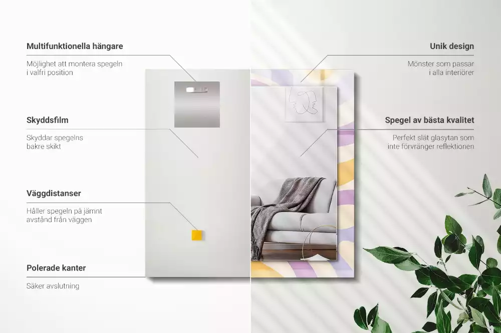 Négyszögletes tükör fali dísz Absztrakt színes minták