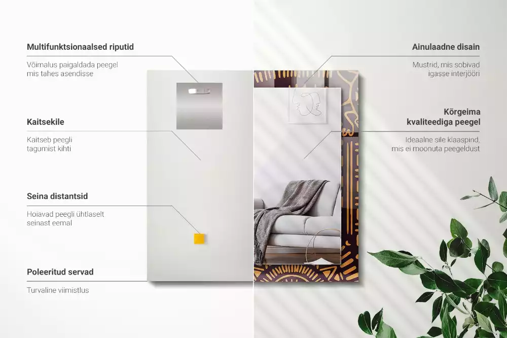 Négyszögletes tükör fali dísz Etnikai minta