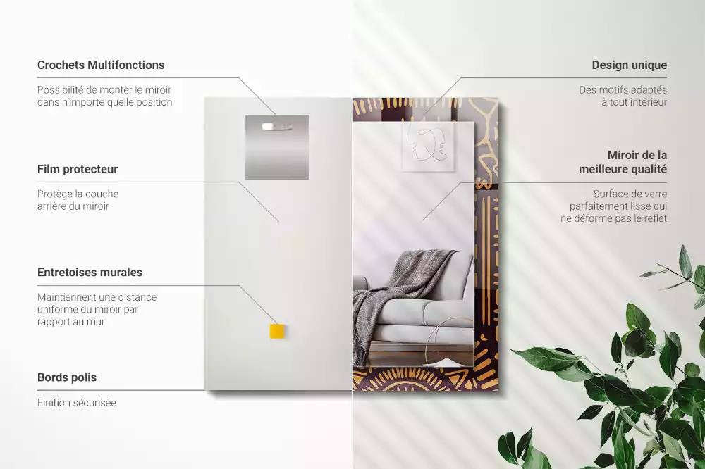 Négyszögletes tükör fali dísz Etnikai minta