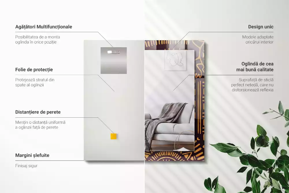 Négyszögletes tükör fali dísz Etnikai minta