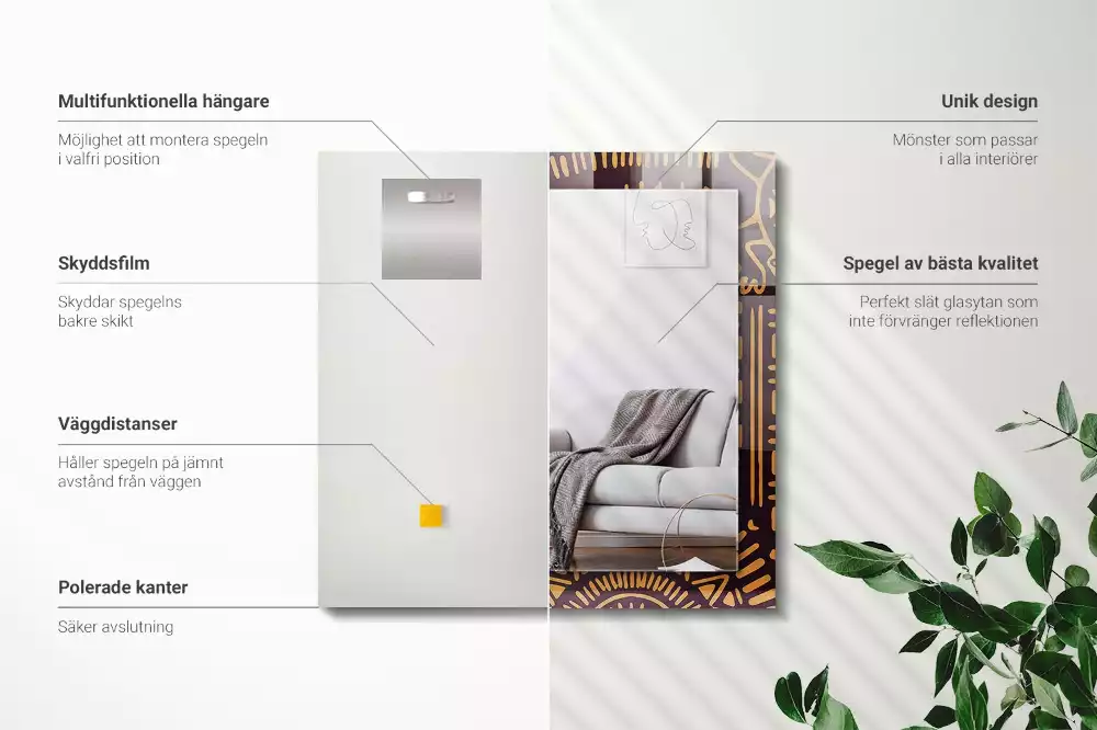 Négyszögletes tükör fali dísz Etnikai minta