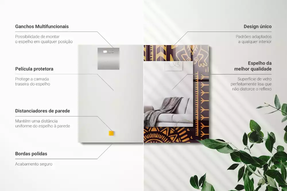 Négyszögletes tükör fali dísz Etnikai minta