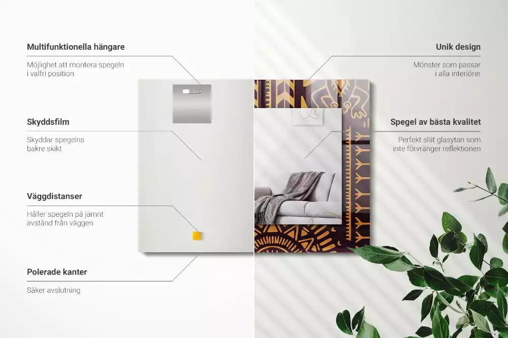 Négyszögletes tükör fali dísz Etnikai minta