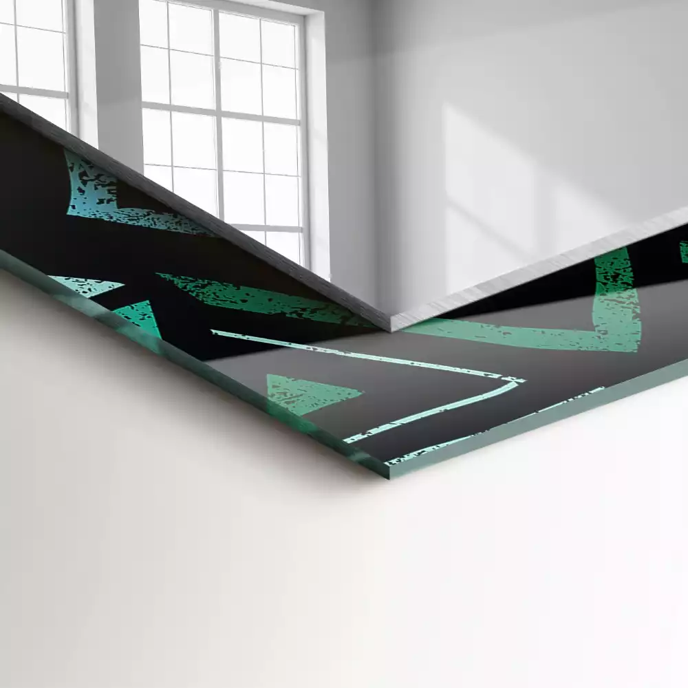 Négyszögletes tükör fali dísz Geometrikus türkiz minta