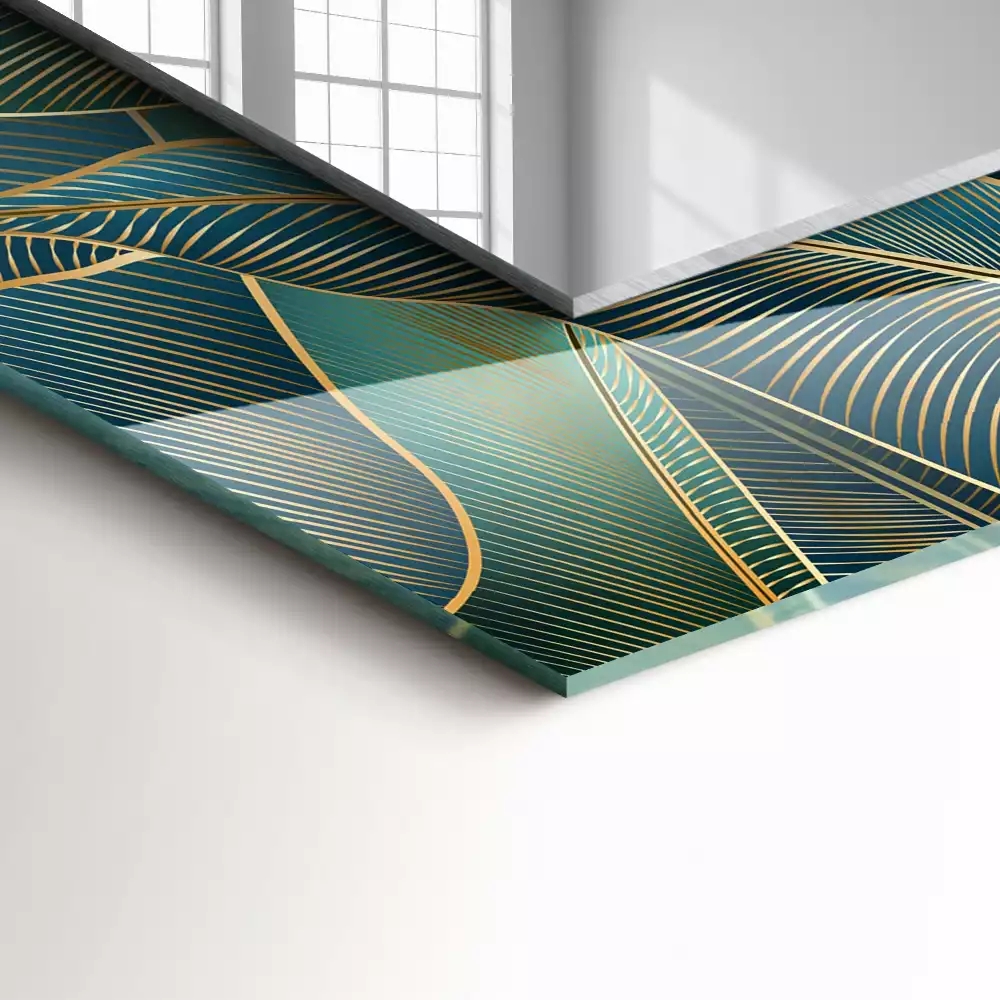 Négyszögletes tükör fali dísz Vonalokat hagy