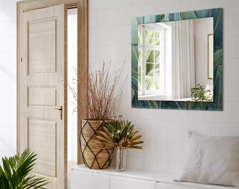 Négyszögletes tükör fali dísz Vonalokat hagy