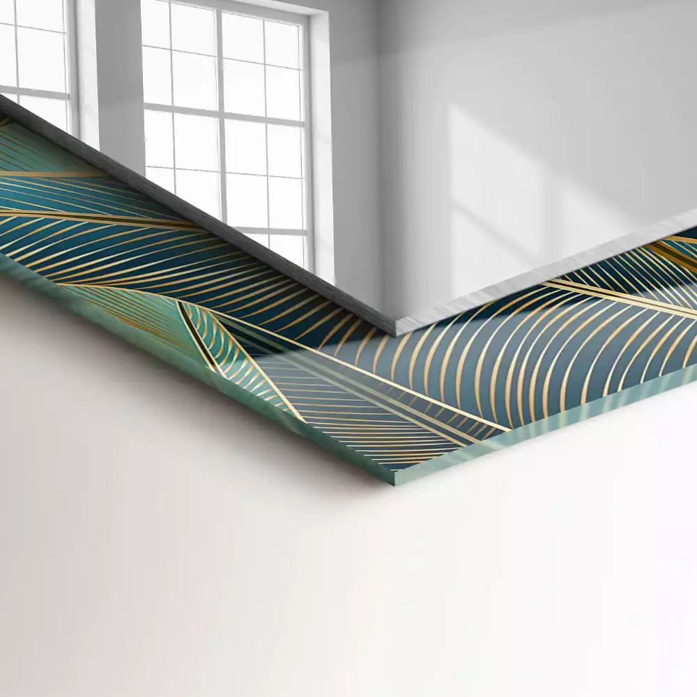 Négyszögletes tükör fali dísz Vonalokat hagy