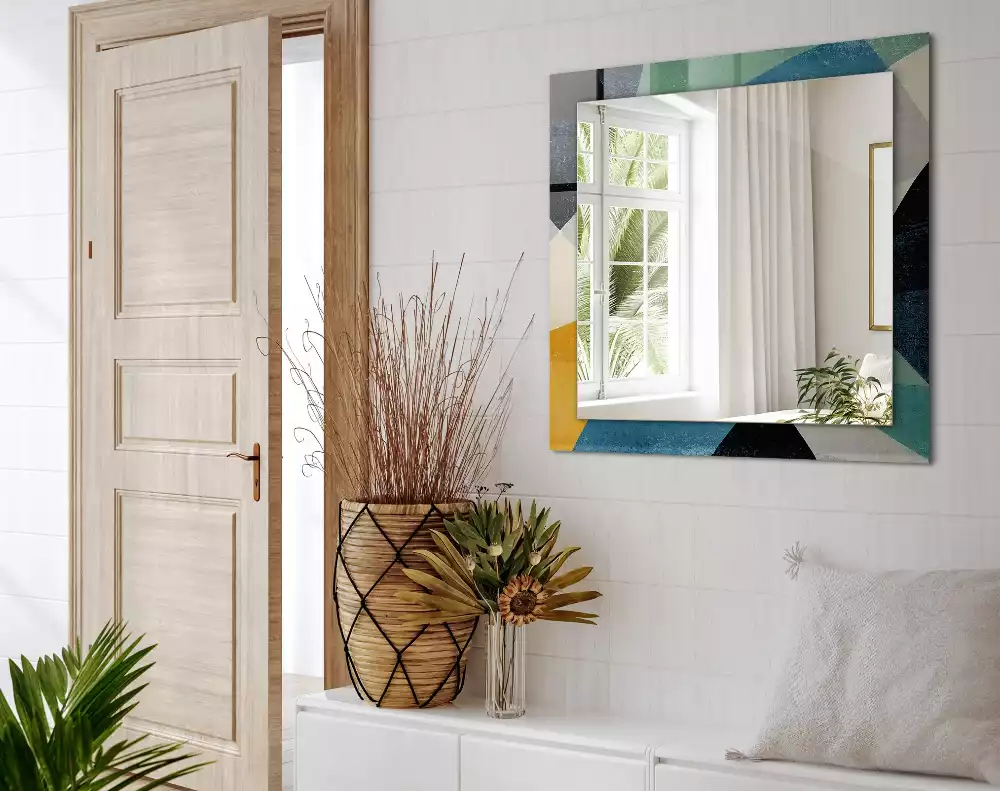 Négyszögletes tükör fali dísz Absztrakt színes minták