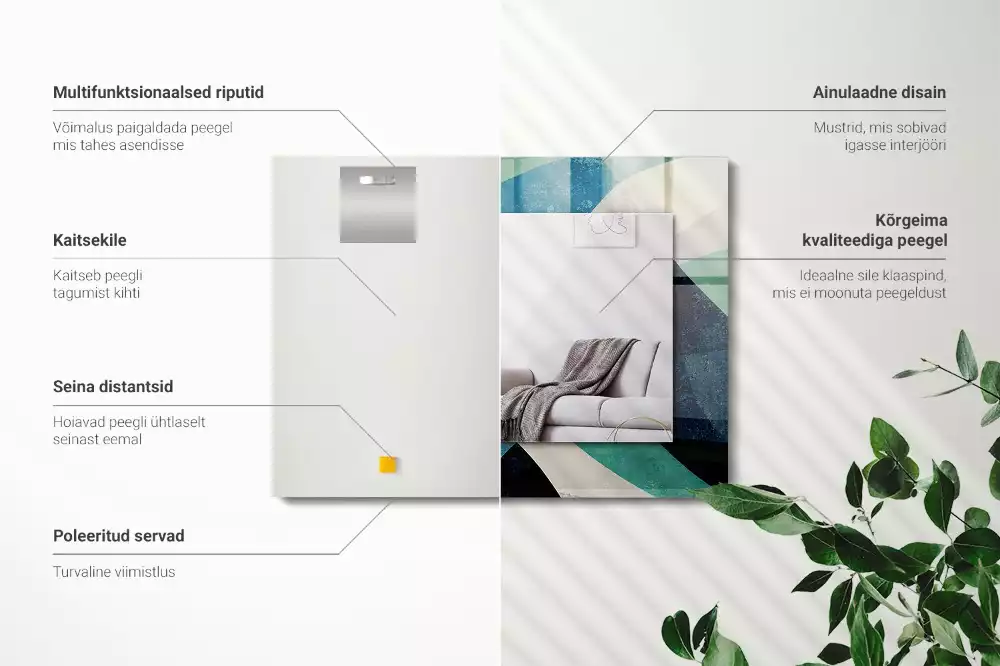 Négyszögletes tükör fali dísz Absztrakt színes minták