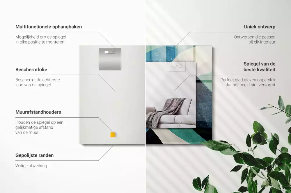 Négyszögletes tükör fali dísz Absztrakt színes minták