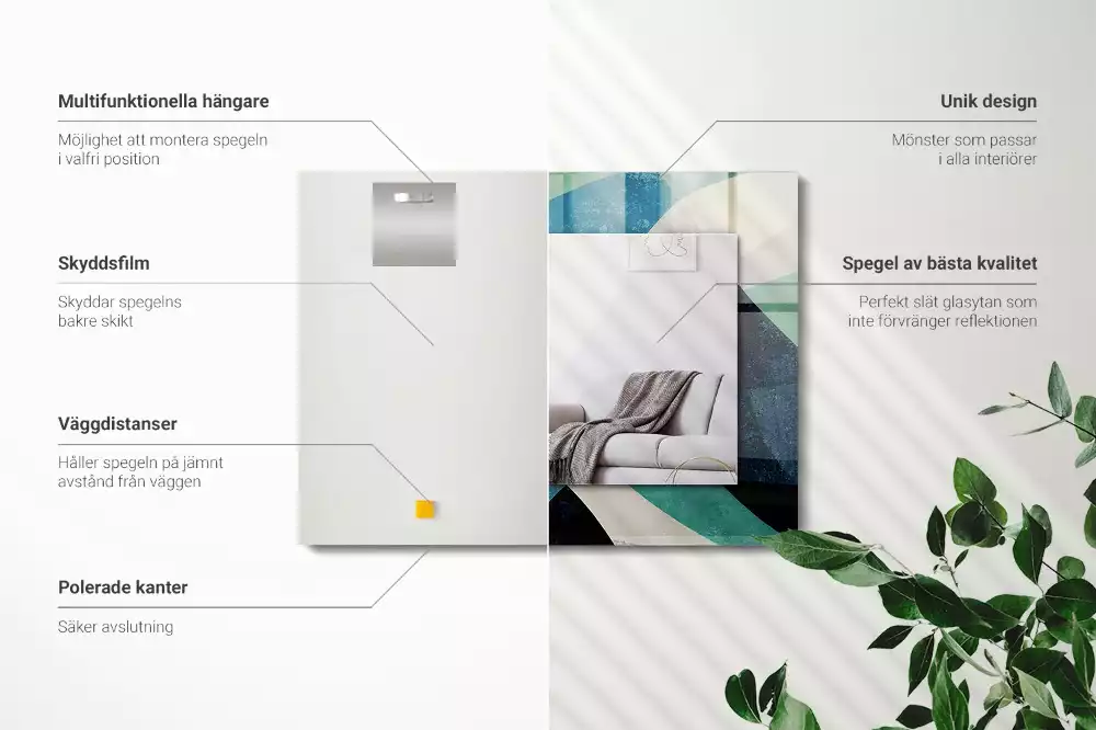 Négyszögletes tükör fali dísz Absztrakt színes minták