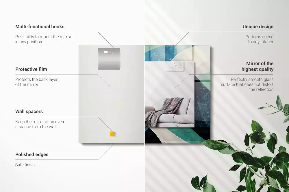 Négyszögletes tükör fali dísz Absztrakt színes minták