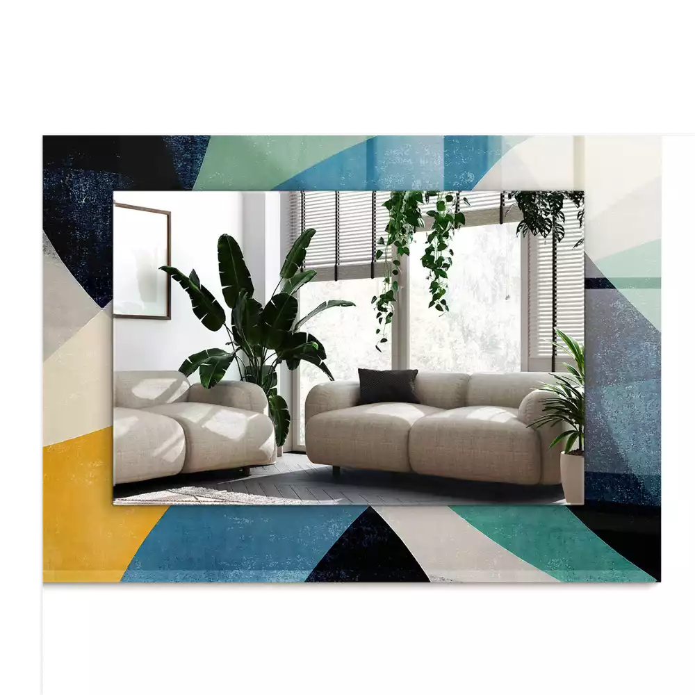 Négyszögletes tükör fali dísz Absztrakt színes minták