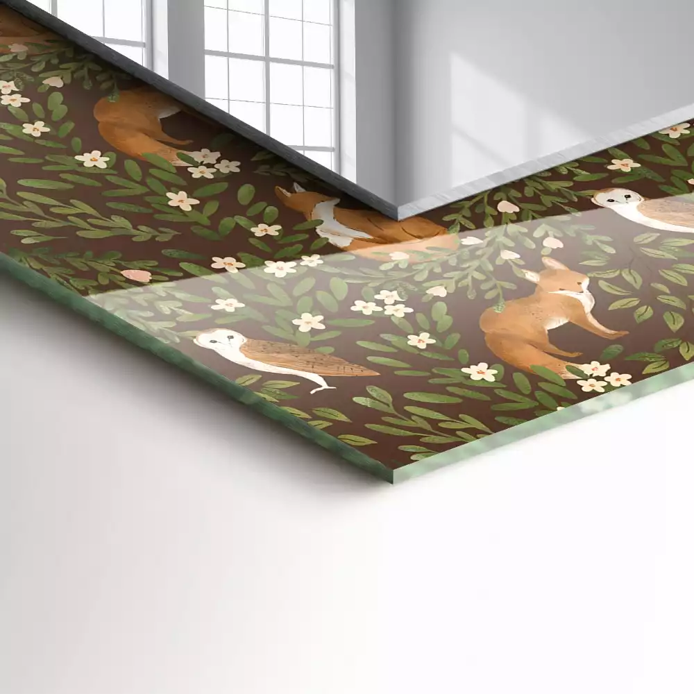 Négyszögletes tükör fali dísz A róka és a bagoly