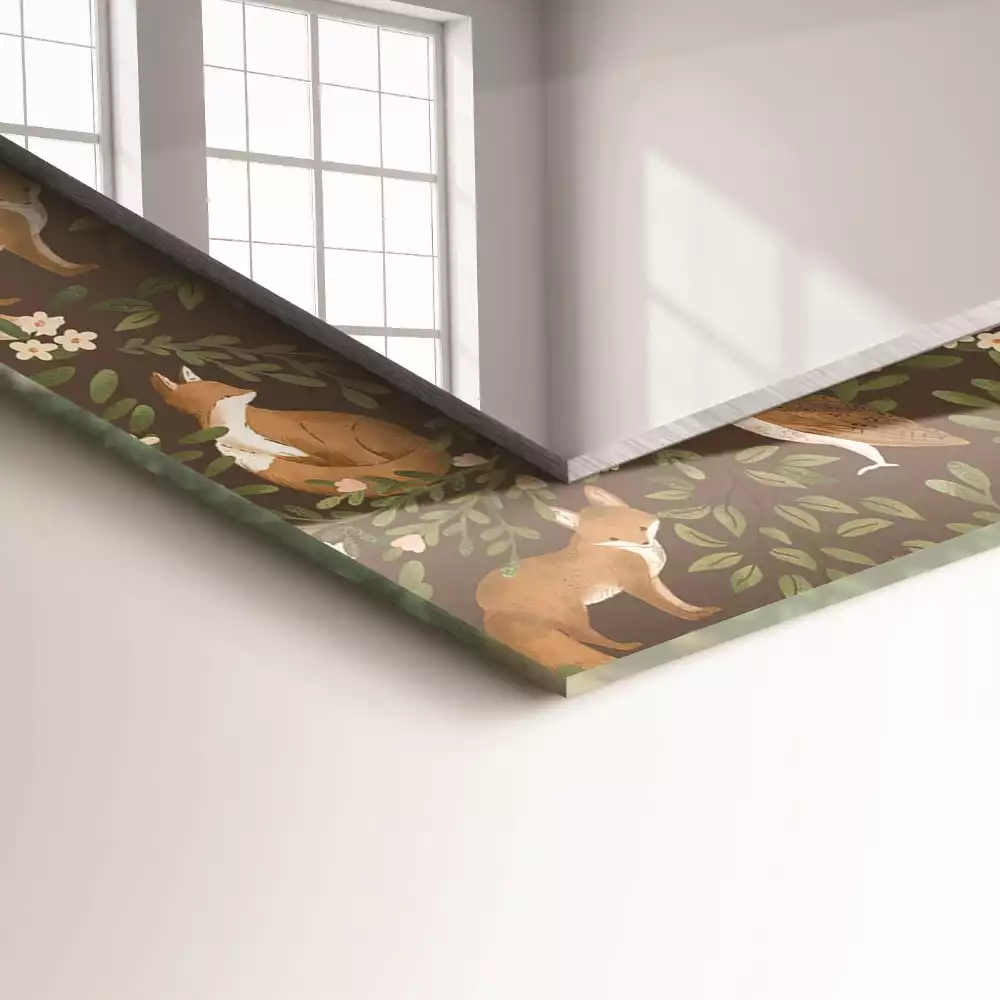 Négyszögletes tükör fali dísz A róka és a bagoly