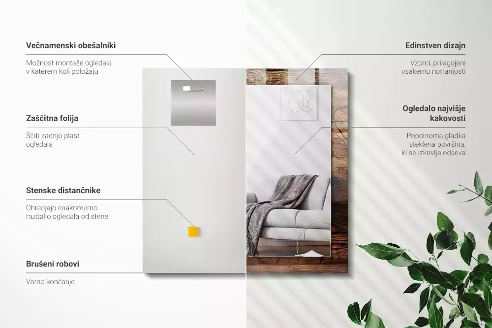 Négyszögletes tükör fali dísz Fa tábla textúra