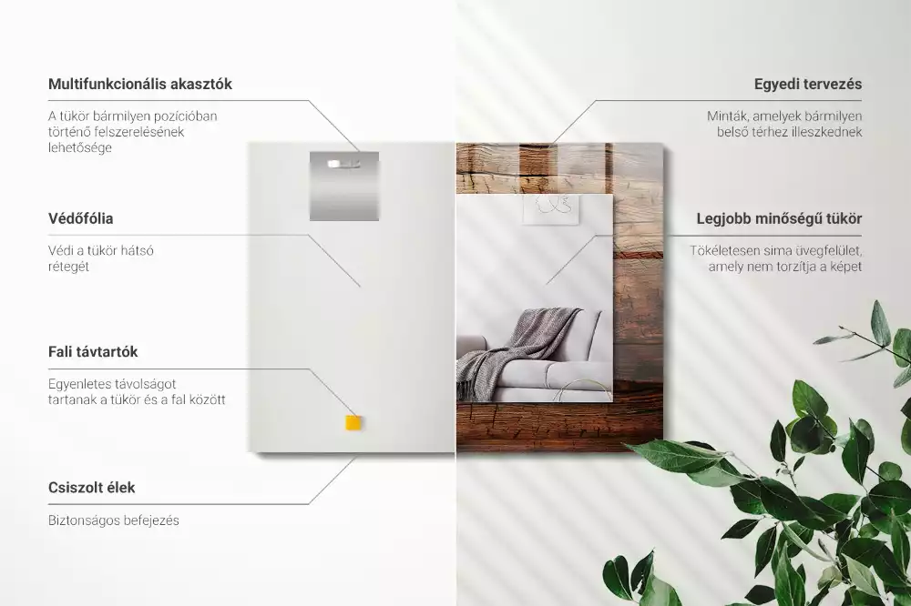 Négyszögletes tükör fali dísz Fa tábla textúra