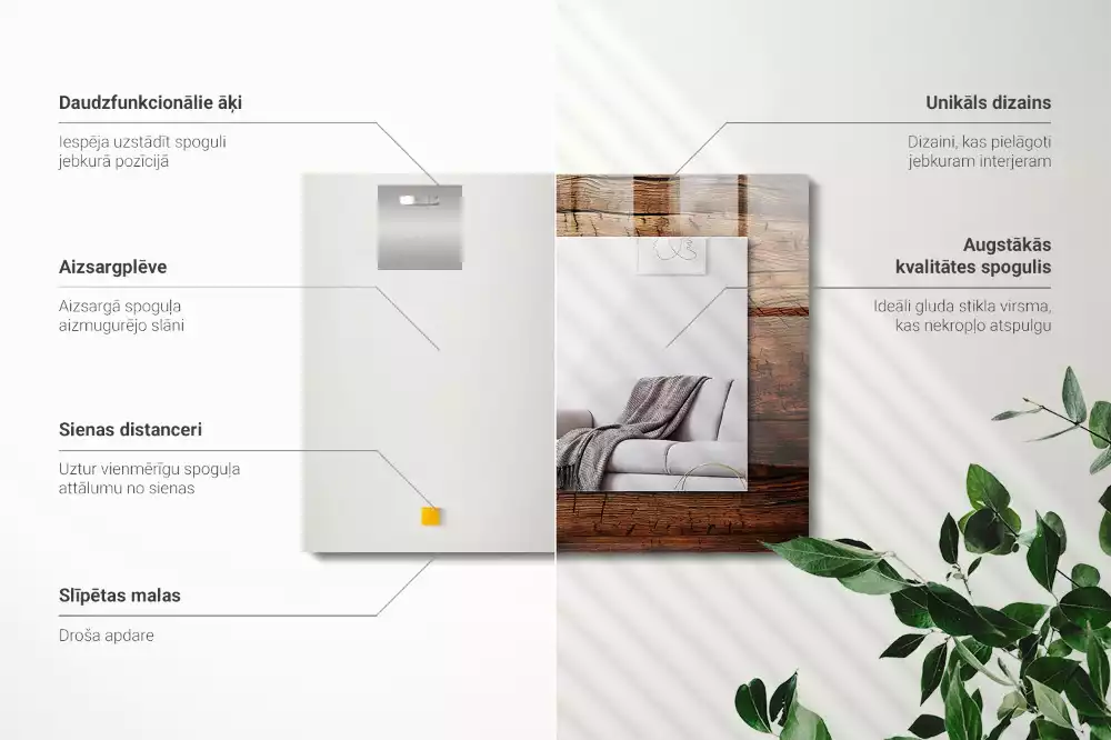 Négyszögletes tükör fali dísz Fa tábla textúra