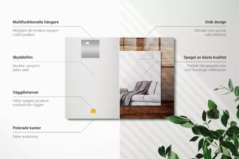 Négyszögletes tükör fali dísz Fa tábla textúra