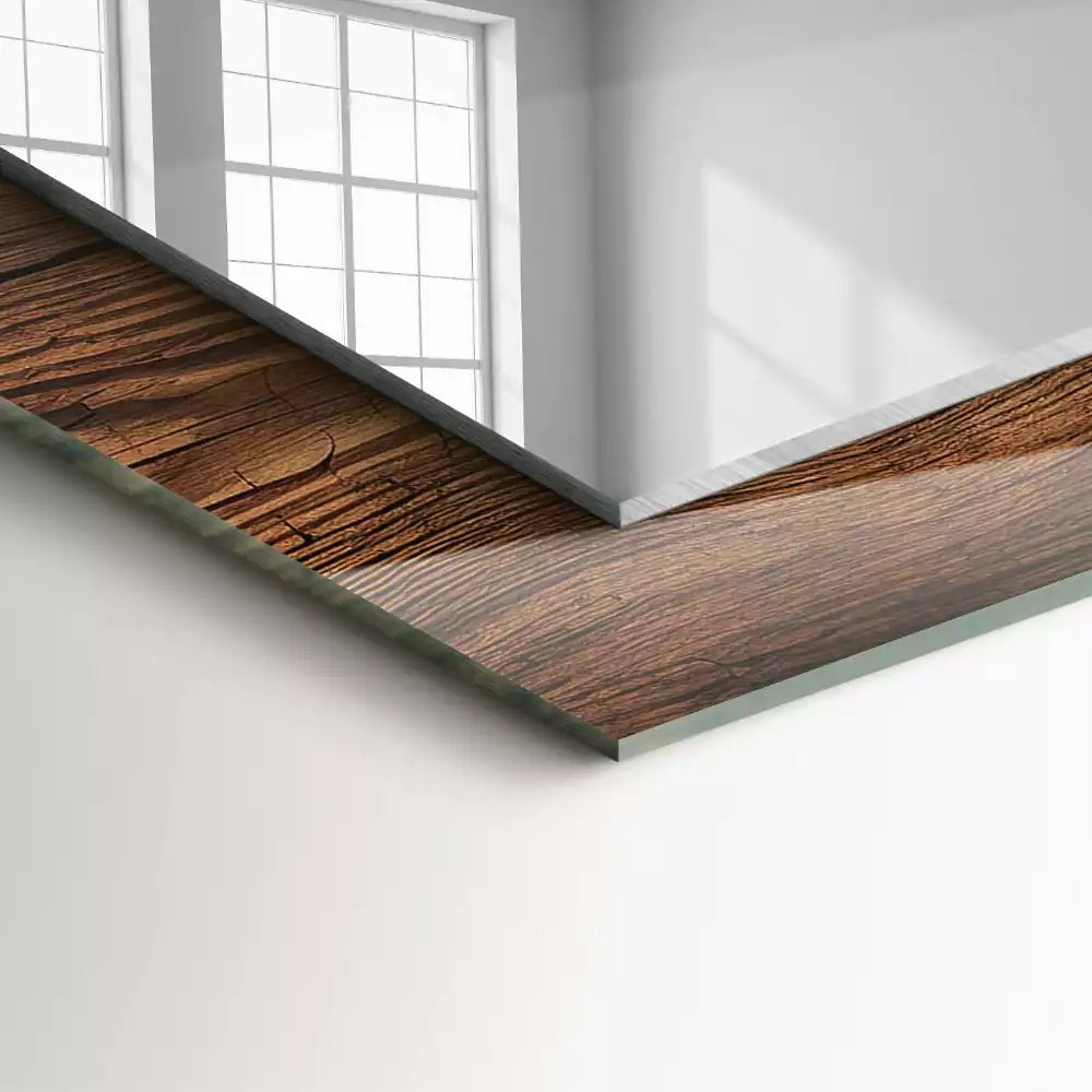 Négyszögletes tükör fali dísz Fa tábla textúra