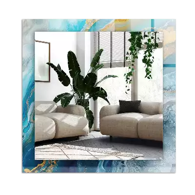 Négyszögletes tükör fali dísz Absztrakt márványgyanta