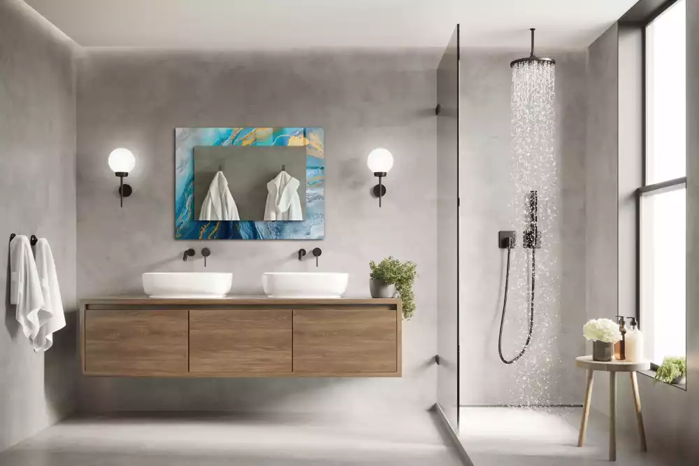 Négyszögletes tükör fali dísz Absztrakt márványgyanta