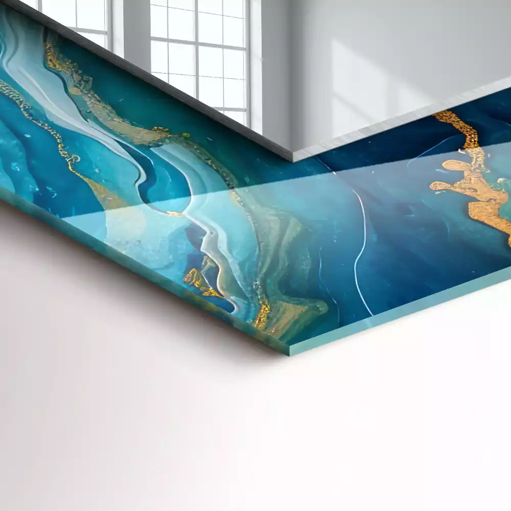 Négyszögletes tükör fali dísz Absztrakt márványgyanta