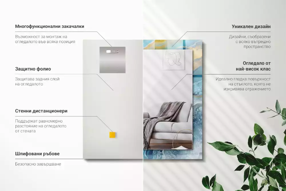 Négyszögletes tükör fali dísz Absztrakt márványgyanta