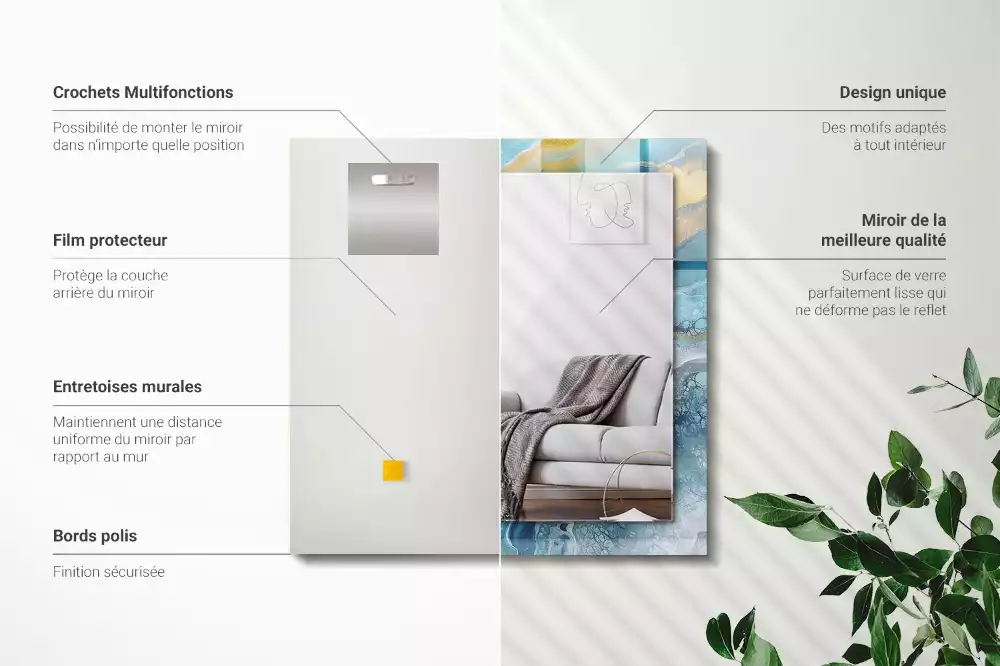 Négyszögletes tükör fali dísz Absztrakt márványgyanta