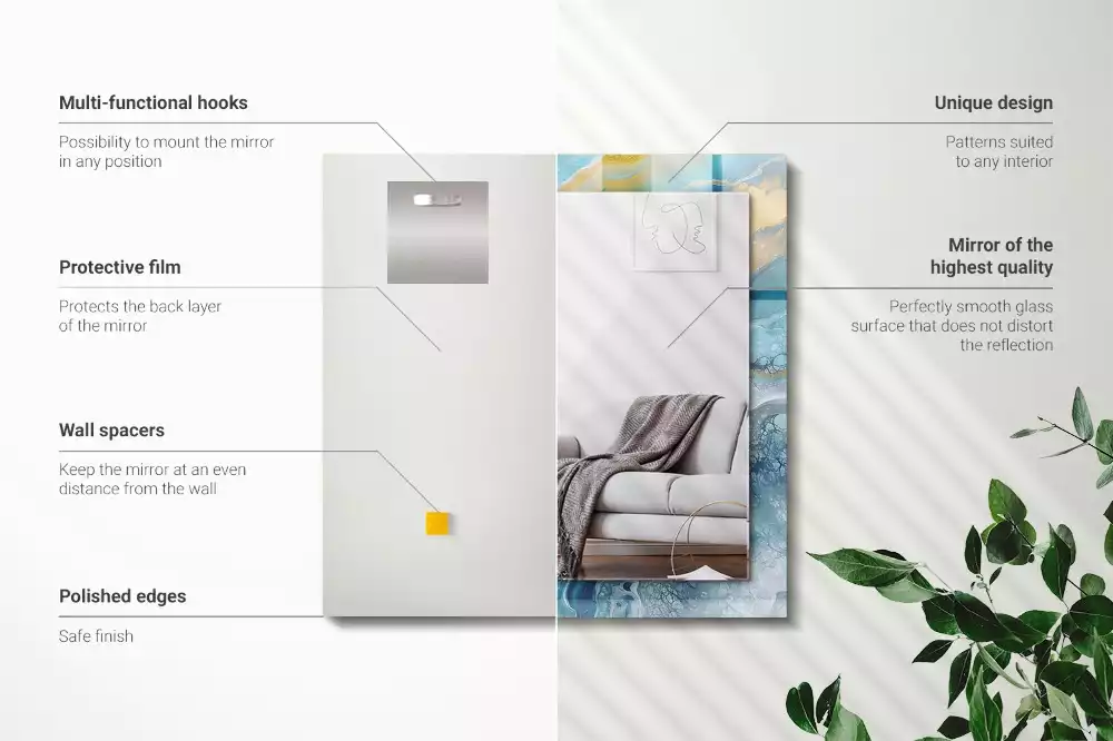 Négyszögletes tükör fali dísz Absztrakt márványgyanta