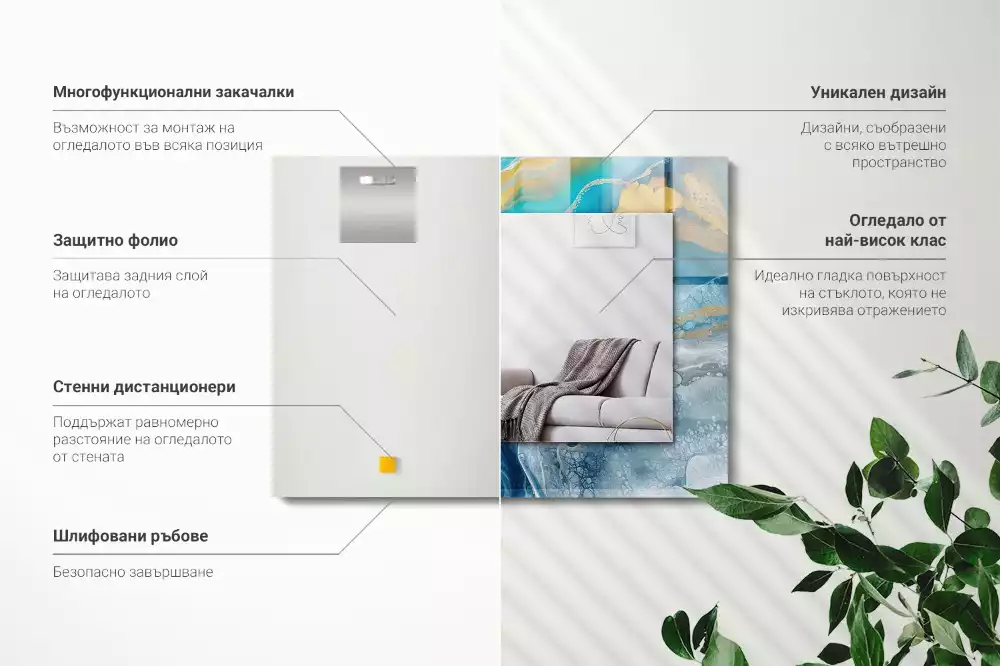 Négyszögletes tükör fali dísz Absztrakt márványgyanta