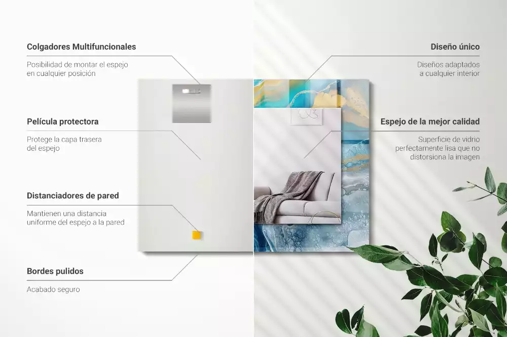 Négyszögletes tükör fali dísz Absztrakt márványgyanta