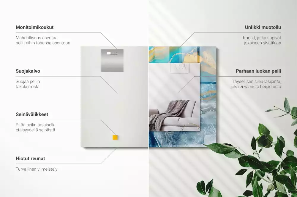 Négyszögletes tükör fali dísz Absztrakt márványgyanta