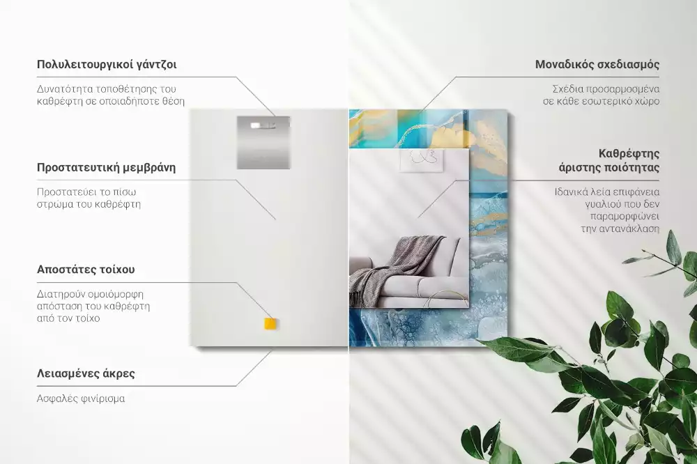 Négyszögletes tükör fali dísz Absztrakt márványgyanta