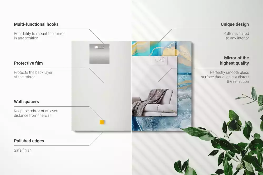 Négyszögletes tükör fali dísz Absztrakt márványgyanta