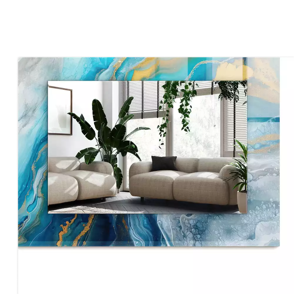 Négyszögletes tükör fali dísz Absztrakt márványgyanta