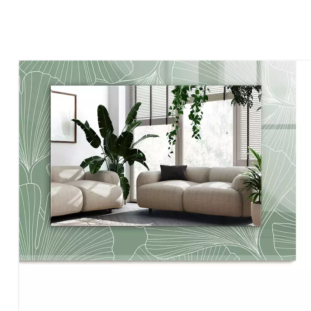 Négyszögletes tükör fali dísz Ginkgo levelek