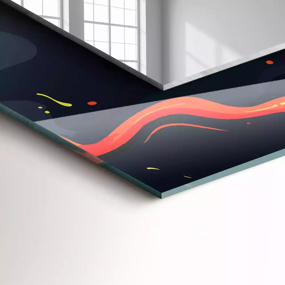 Négyszögletes tükör fali dísz Vulkáni láva