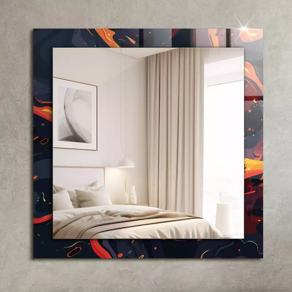 Négyszögletes tükör fali dísz Vulkáni láva