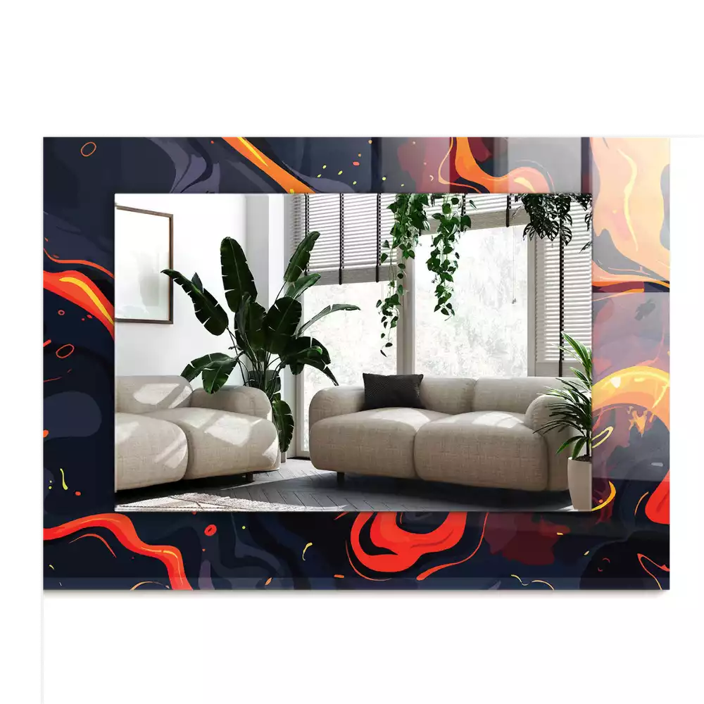 Négyszögletes tükör fali dísz Vulkáni láva