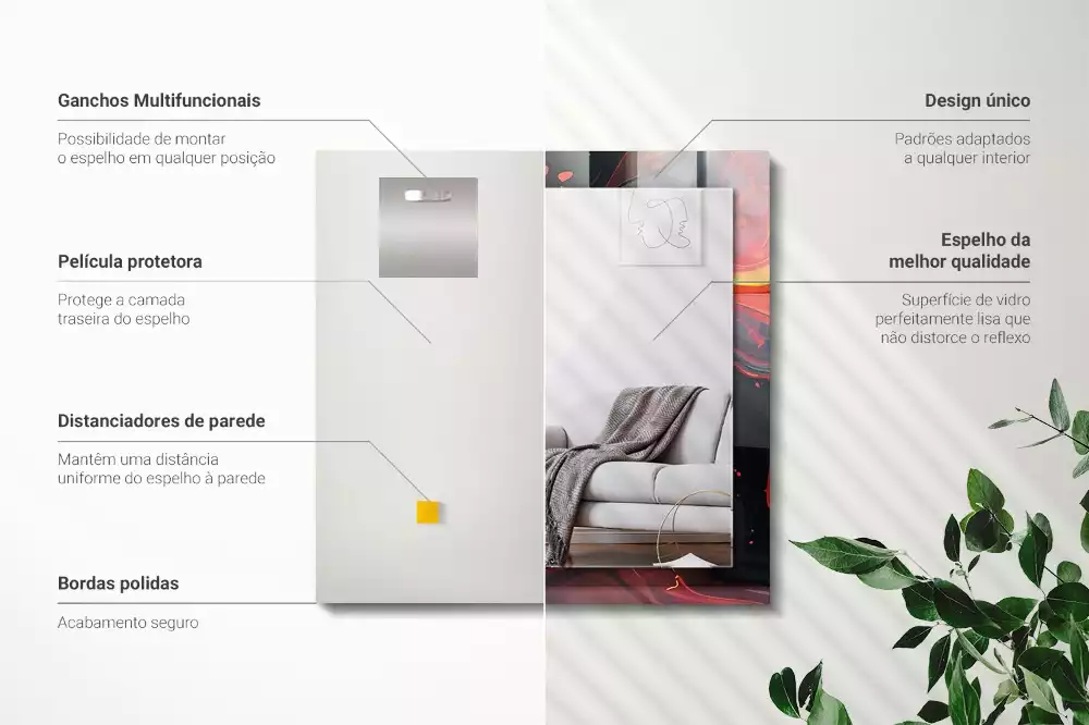 Négyszögletes tükör fali dísz Absztrakt láva