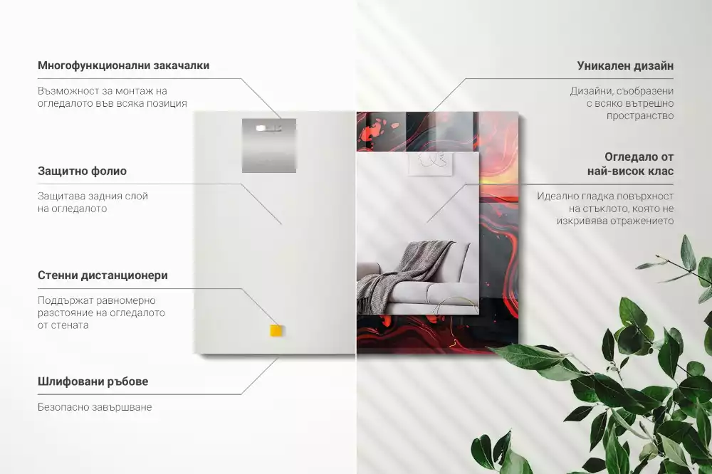 Négyszögletes tükör fali dísz Absztrakt láva