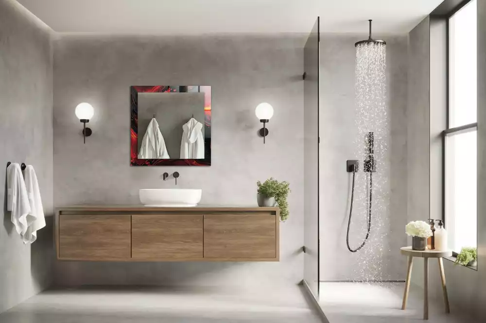 Négyszögletes tükör fali dísz Absztrakt láva