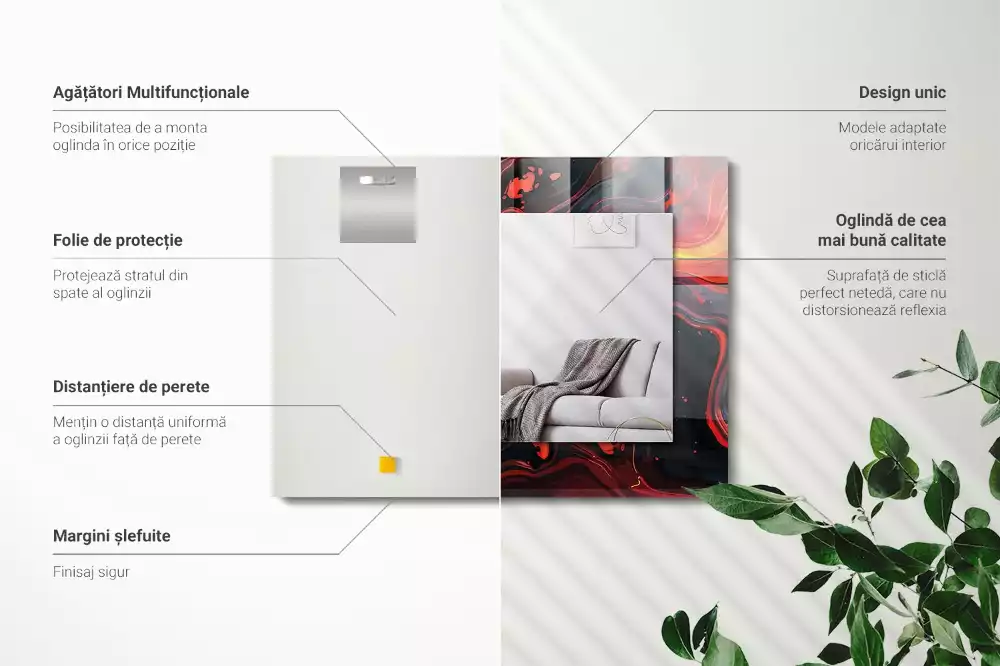 Négyszögletes tükör fali dísz Absztrakt láva